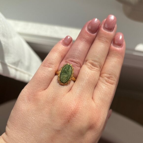Coventry Green Jade Ring Size 4 Gold 1/20 12KT G.E. - Picture 5 of 11